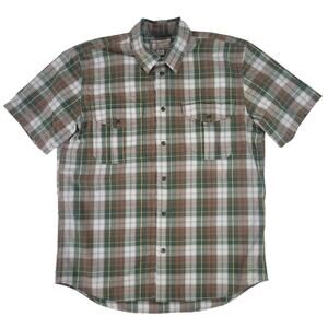 Short Sleeve Alaskan Guide Shirt | Green & Brown Plaid | Men's Sz L